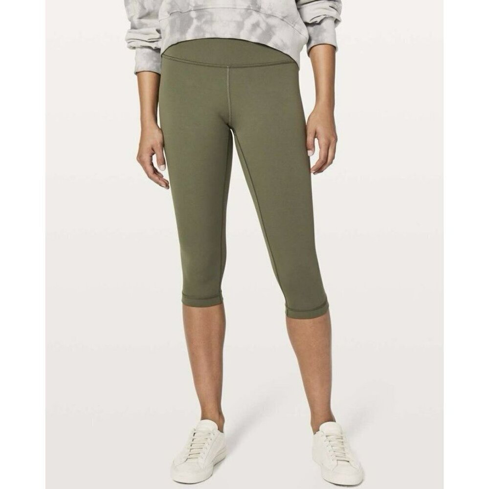 Lululemon Wunder Under Hi-Rise 1/2 Tight *17" Sage Sz 6 EUC